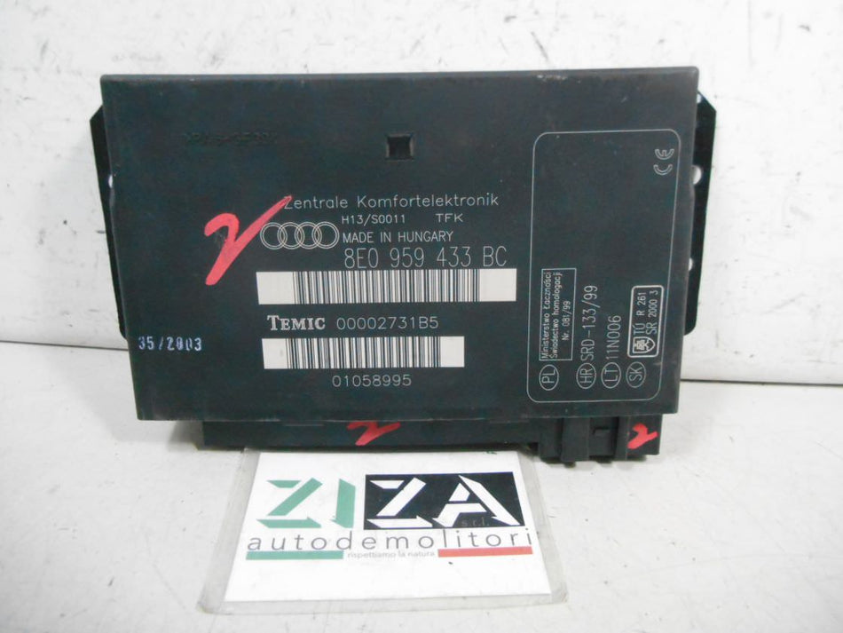 Centralina Comfort Audi A4 B6 SW 1.9 130cv AVF 2003 8E0959433BC