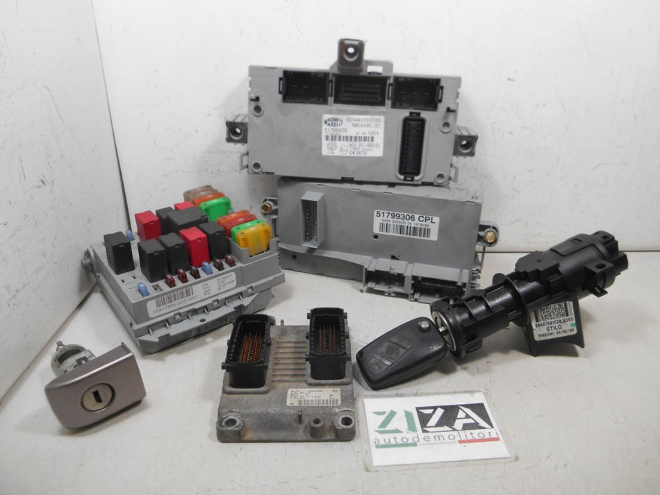 Kit Chiave ECU Lancia Musa 1.4 16V 70kw 843A1000 2008 55208852 0261201110