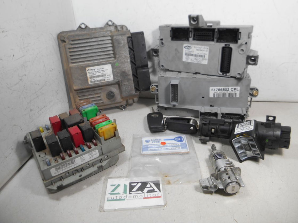 Kit Chiave ECU Lancia Ypsilon 843 Res. 1.3 MJT 77kw 843A2000 2007 51816282 MJD6F3.Y4