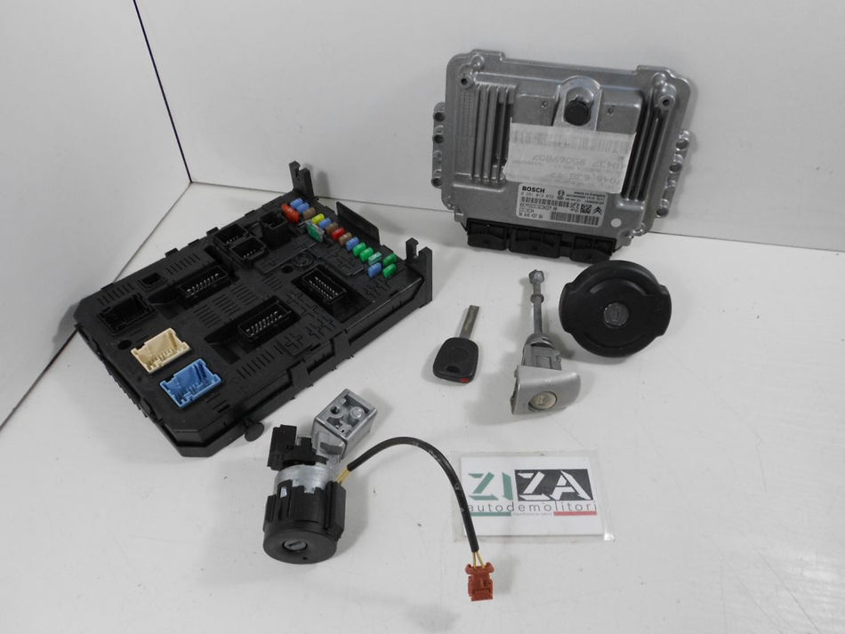 Kit Chiave ECU Peugeot 308 I SW 1.6 80kw 9HZ 2009 0281013872 9664843780