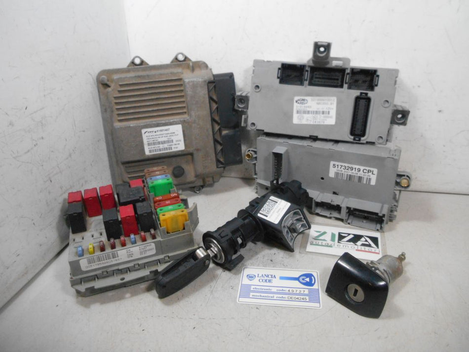Kit Chiave ECU Lancia Musa 1.3 Mjet 66kw 199A3000 2007 51801407 MJD6F3.M3