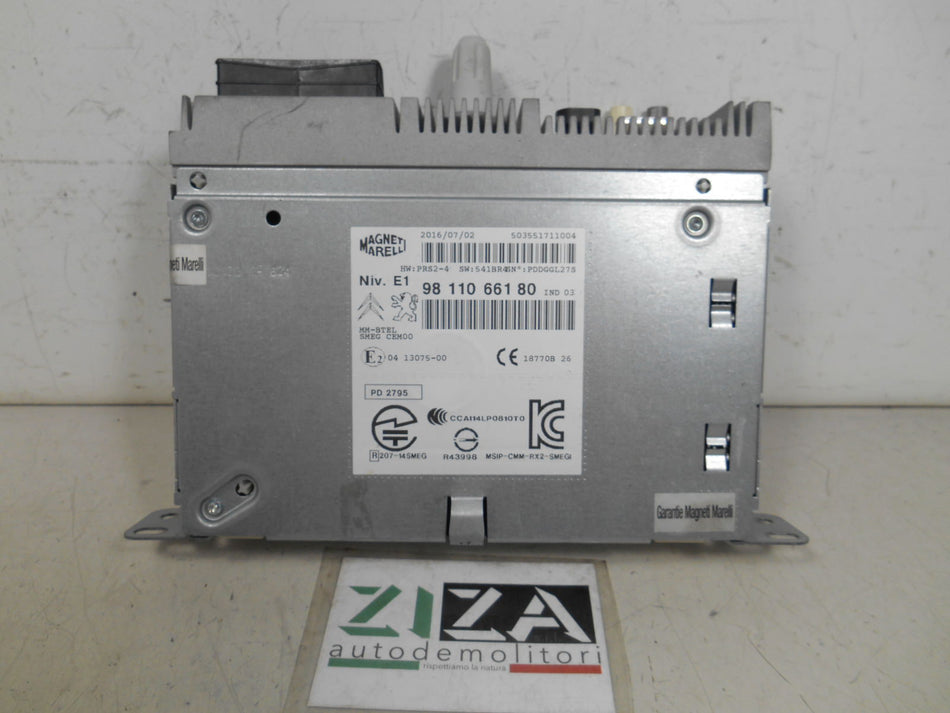 Autoradio Lettore Bluetooth Peugeot 2008 I Res 2016 9811066180-03 IND 03