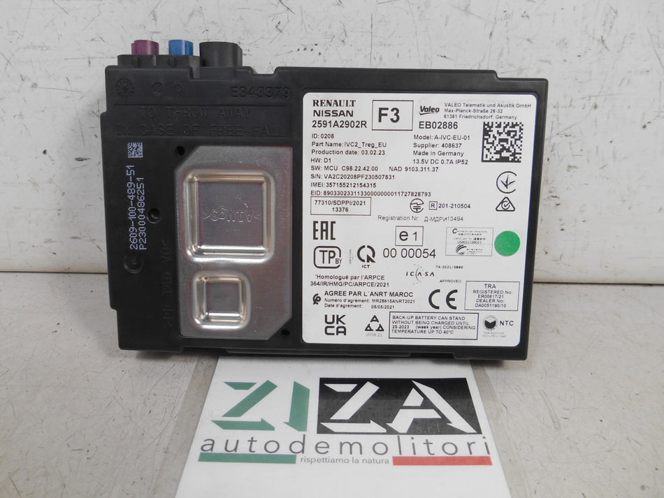 Centralina IVC2_Treg_EU Telefono Renault Megane E-Tech 2023 2591A2902R