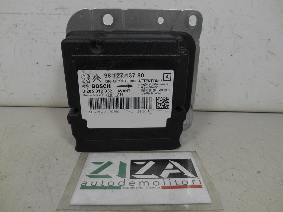 Centralina Airbag Peugeot 2008 I Res 2016 9812713780 0285012932 CON CRASH CINTURE