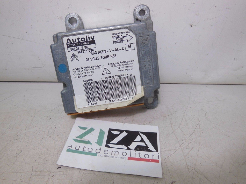Centralina Airbag Citroen Xsara Picasso 2003 9650137080 602327400 No Crash