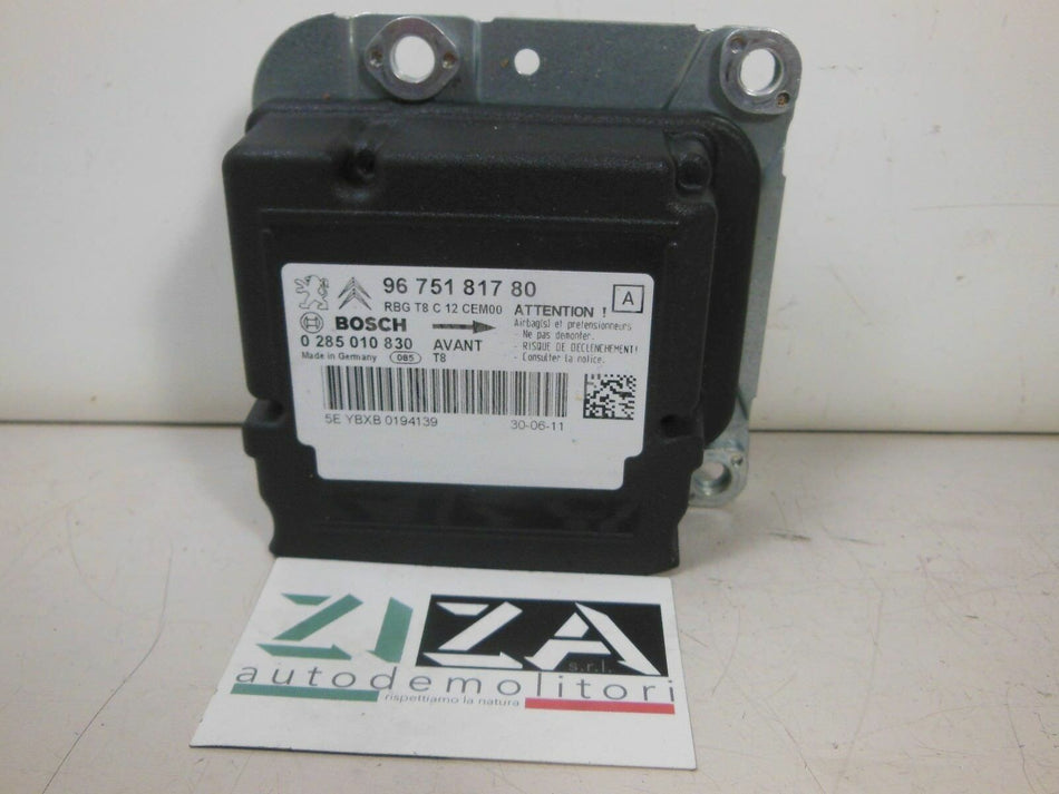 Centralina Airbag Peugeot 3008 2011 9675181780 0285010830 Con Crash