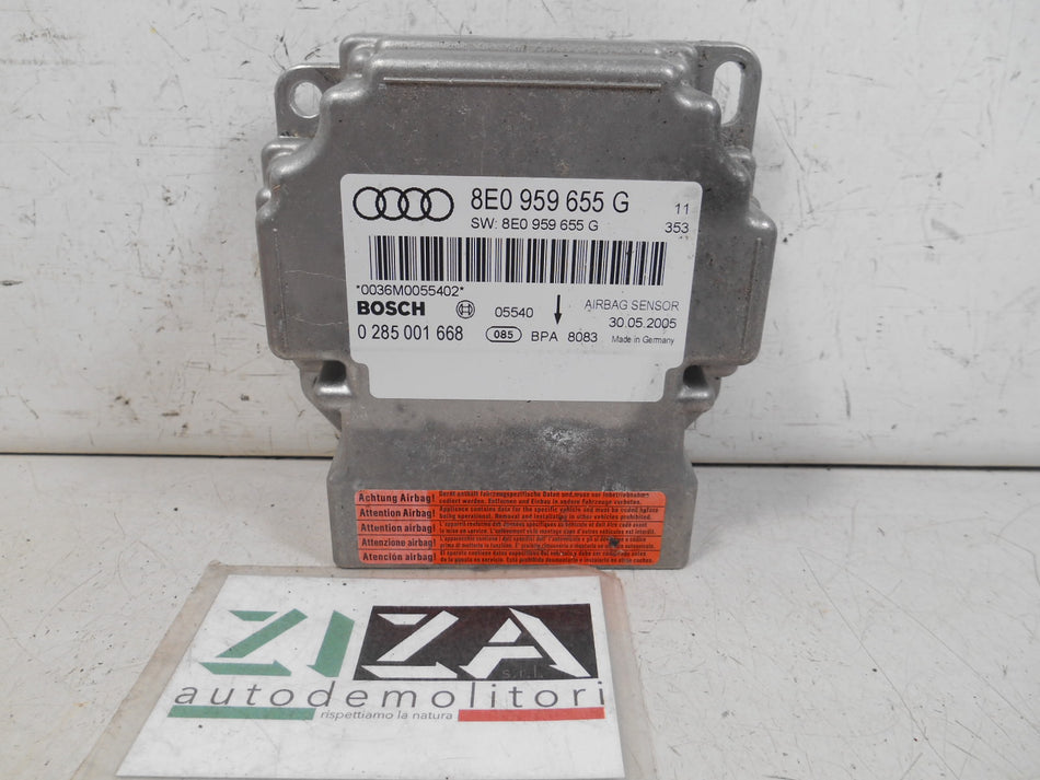 Centralina Airbag Audi A4 B7 2007 8E0959655G 0285001668 No Crash