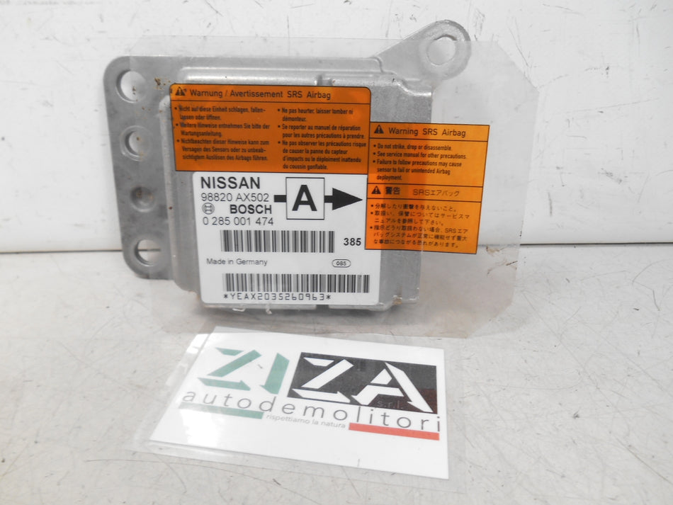 Centralina Airbag Nissan Micra K12 2003 98820-AX502 0285001474 NO CRASH