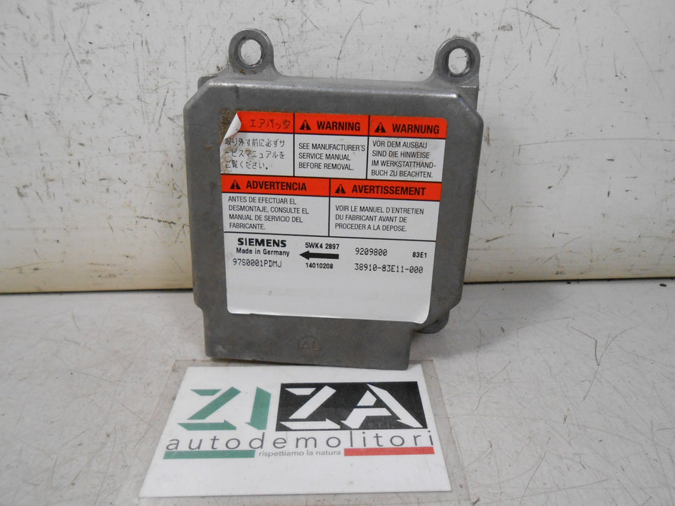 Centralina Airbag Opel Agila A 2001 9209800 38910-83E11 No Crash