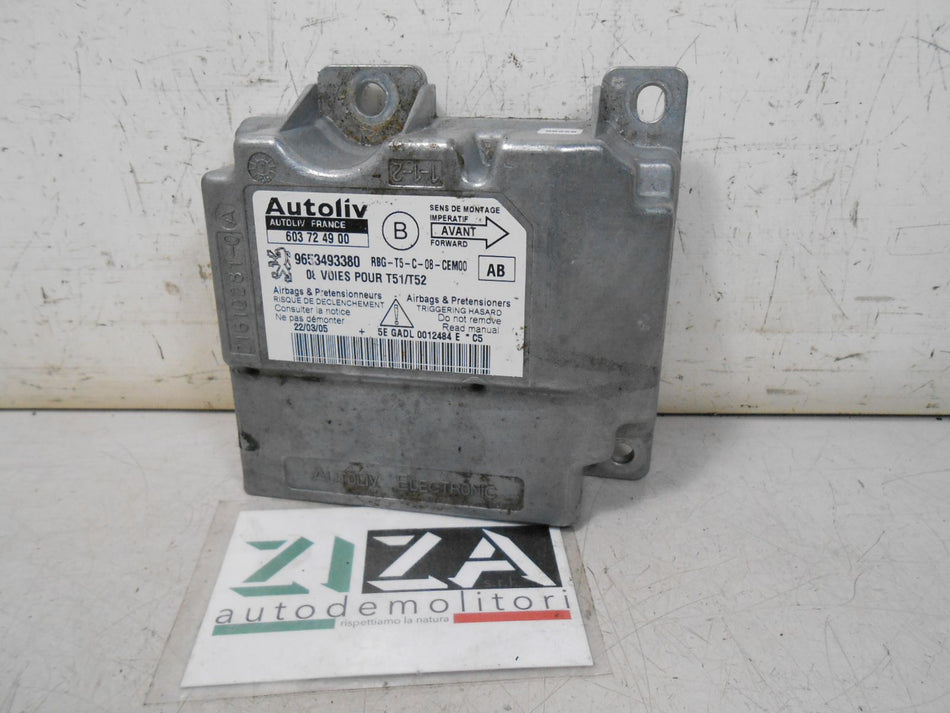 Centralina Airbag Peugeot 307 2006 9653493380 Con Crash