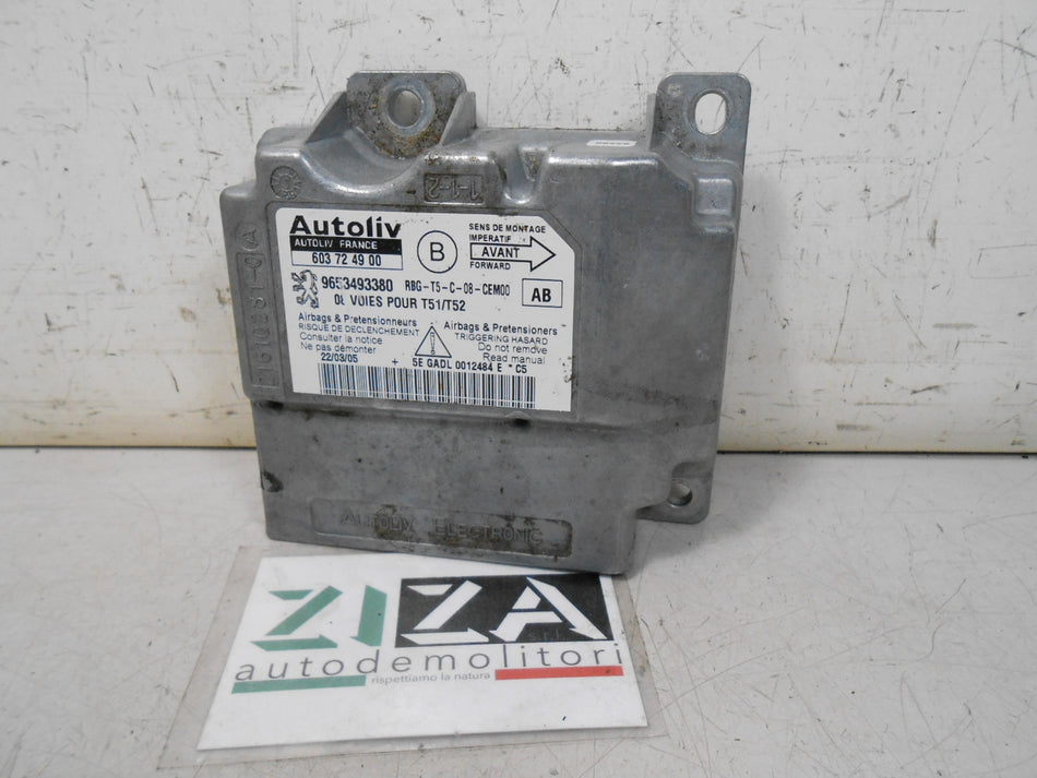 Centralina Airbag Peugeot 307 2006 9653493380 Con Crash