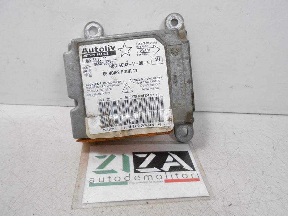 Centralina Airbag Peugeot 206 2003 9650136980 No Crash