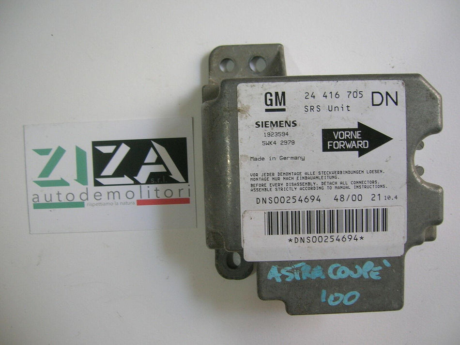 Centralina Airbag Opel Astra G 2000 24416705 DN 5WK42979 Con Crash