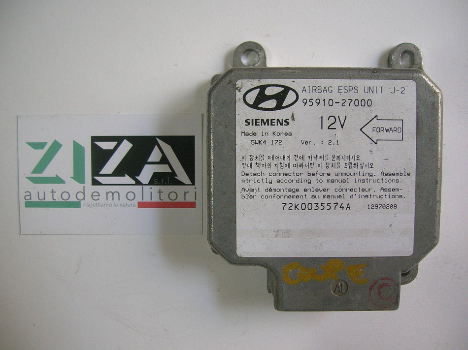 Centralina Airbag Hyundai Coupe 95910-27000 Con Crash