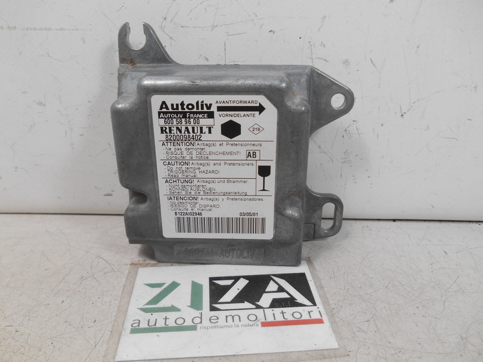Centralina Airbag Renault Kangoo I 2000 600589600 8200098402 NO CRASH