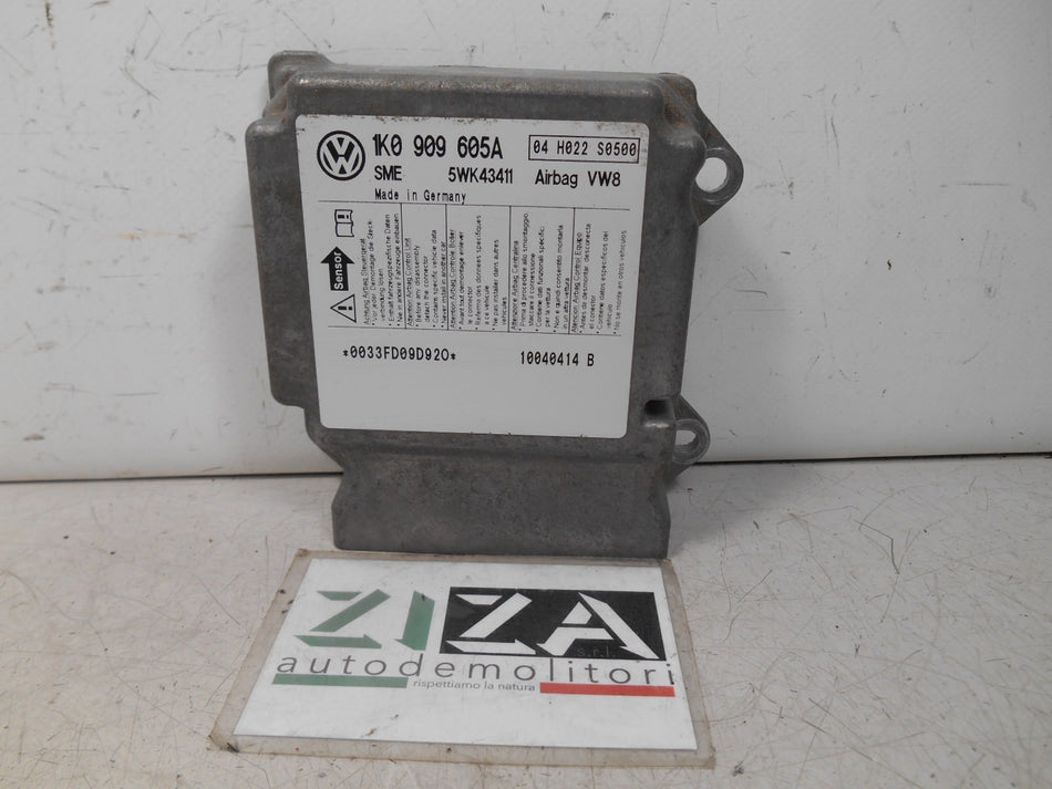 Centralina Airbag Seat Altea 2006 1K0909605 5WK43411 NO CRASH