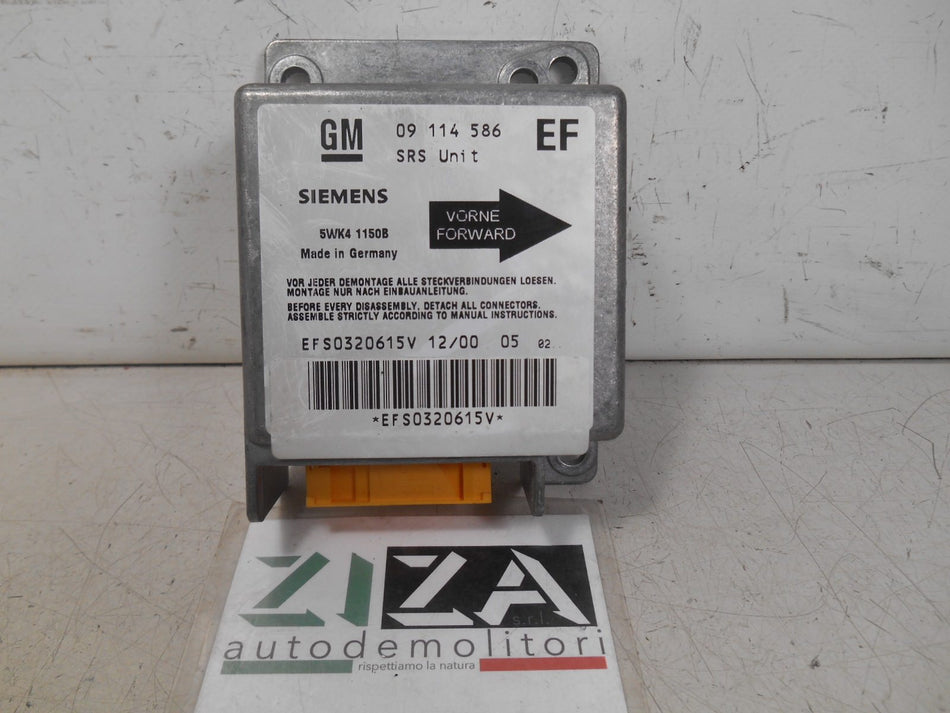 Centralina Airbag Opel Tigra 2000 09114586 NO CRASH