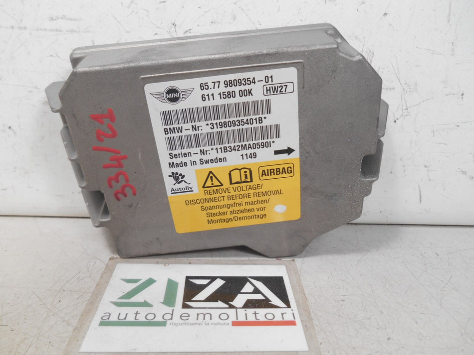 Centralina Airbag Mini Cooper S Countryman R60 2012 6577-9809354-01 Con Crash