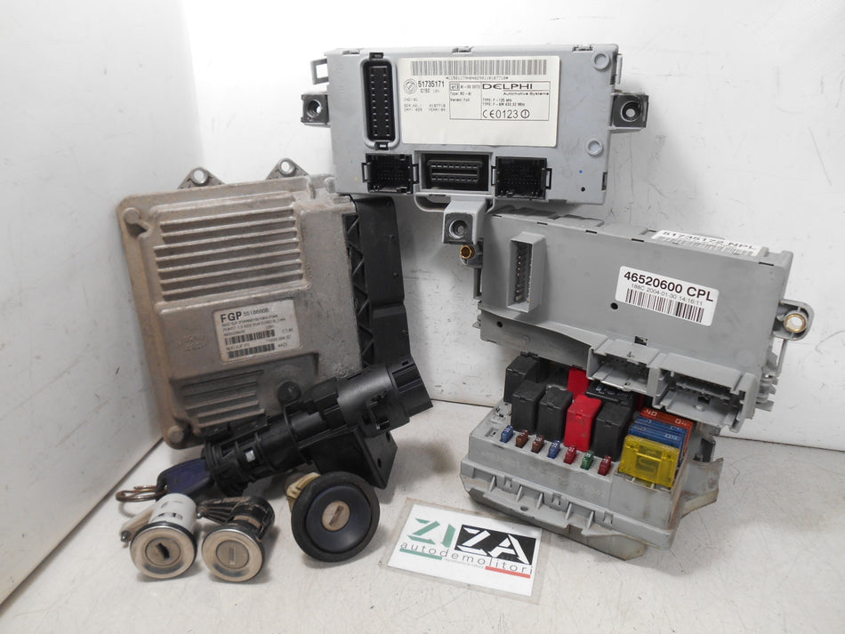 Kit Chiave ECU Fiat Punto 188 Res. 1.3 Mjet 70cv 188A9000 2004 55186608 51735172