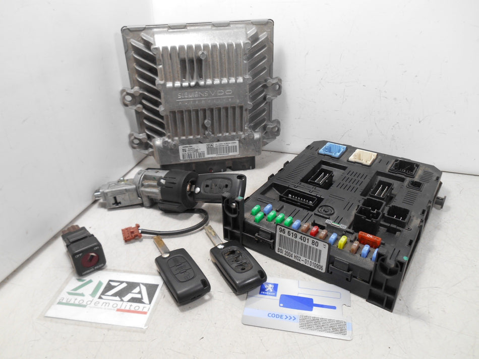Kit Chiave ECU Peugeot 407 2.0 100kw RHR 2006 9658138580 5WS40423C-T Cambio Automatico