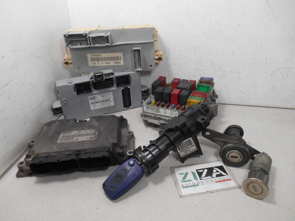 Kit Chiave ECU Fiat Stilo 1.9 74kw 101cv 192A9000 2006 55191546 0281011799