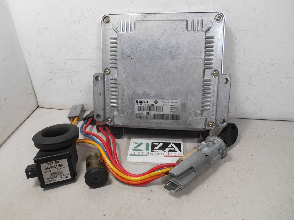 Kit Chiave ECU Citroen Xantia 2.0 80kw 110cv RHZ 2000 9636254880 9635631680