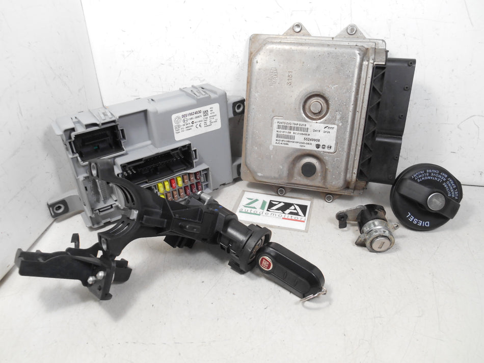 Kit Chiave ECU Fiat Punto 199 1.3 Mjet 75cv 199A9000 2013 55249908 MJD8F3.GB