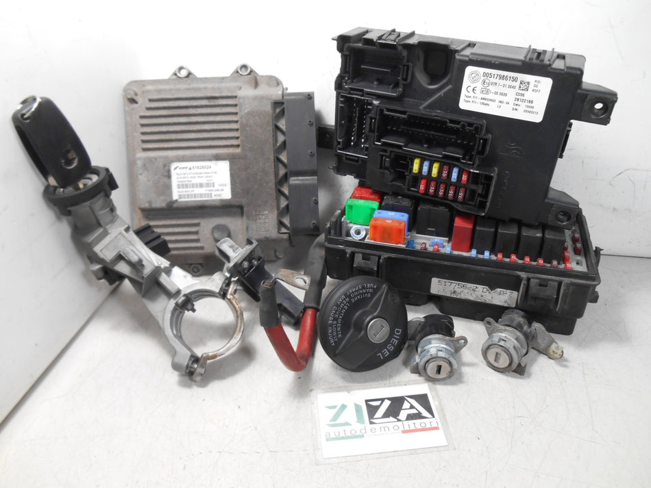 Kit Chiave ECU Fiat Grande Punto 1.3 Mjet 75cv 199A2000 2008 51825024 MJD6F3P7