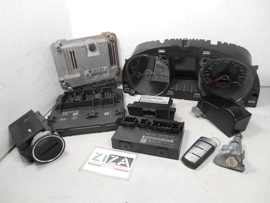 Kit Chiave ECU VW Passat B7 SW 2.0 TDI 140cv CFF 2011 03L907309N 3AA937087A