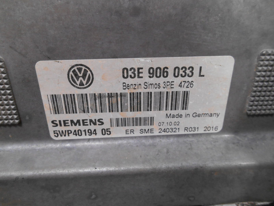 Kit Chiave ECU VW Polo 9N 1.2 12V 47kw 64cv AZQ 2002 03E906033L 5WP40194-05
