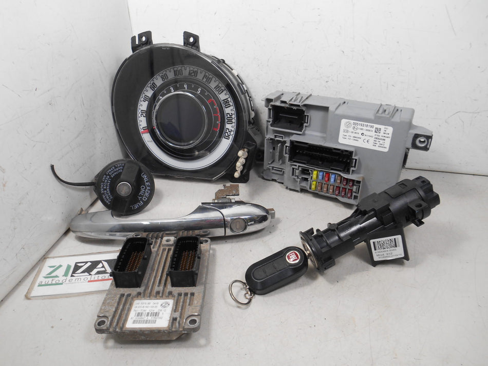 Kit Chiave ECU Fiat 500 312 1.2 51kw 69cv 169A4000 2012 51847332 IAW5SF9.MS