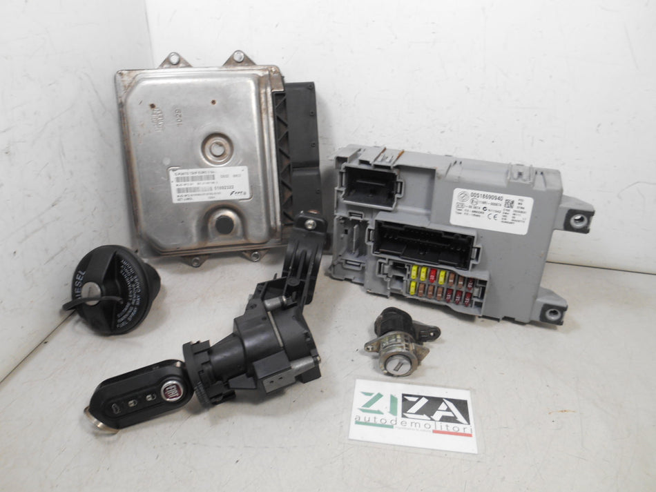 Kit Chiave ECU Fiat Punto Evo 1.3 Mjet 55kw 75cv 199A9000 2011 51892322 MJD8F2.G1