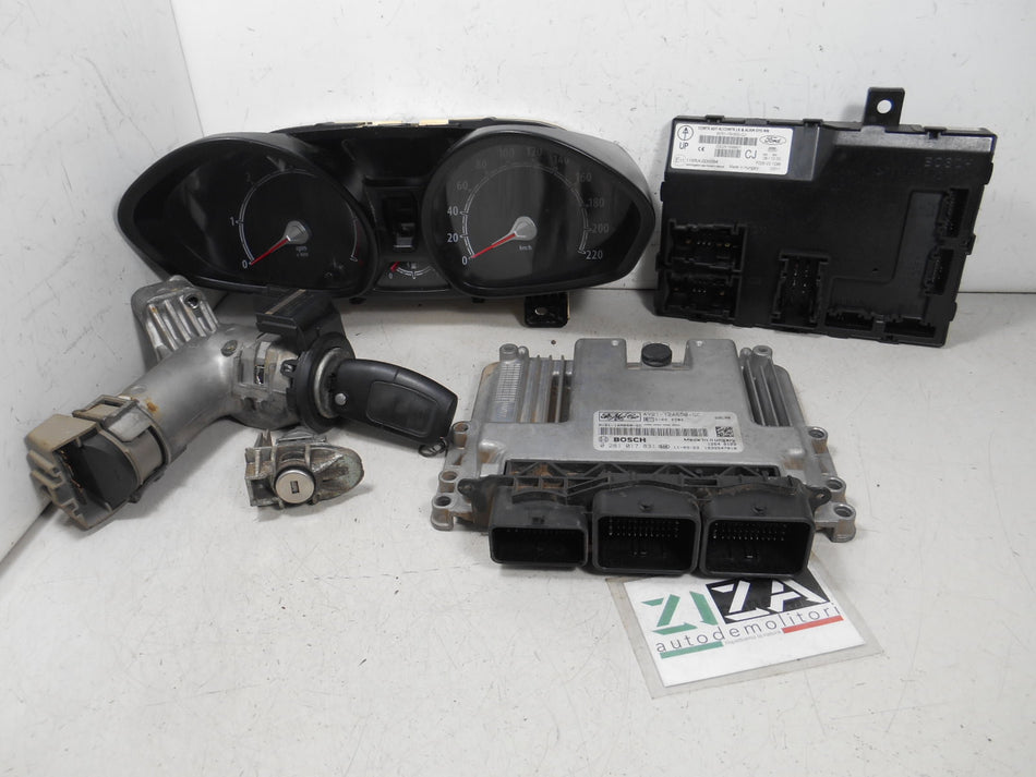 Kit Chiave ECU Ford Fiesta VI 1.4 TDCI 8V 51,5kw 70cv KVJA 2011 AV21-12A650-GC 0281017831