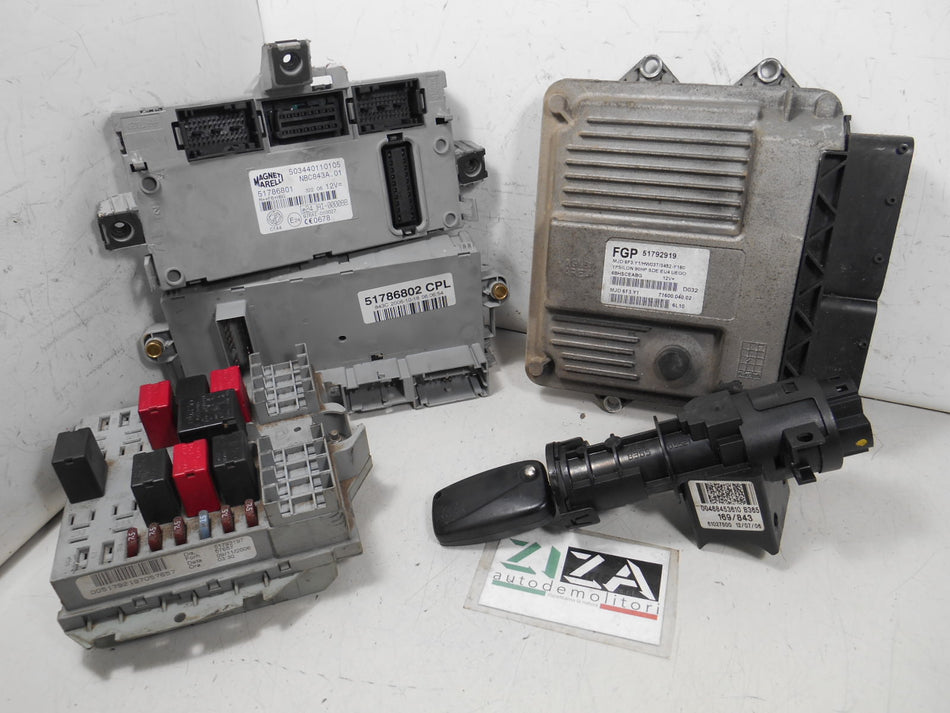 Kit Chiave ECU Lancia Ypsilon 843 1.3 Mjet 90cv 199A3000 2007 51792919 MJD6F3.Y1