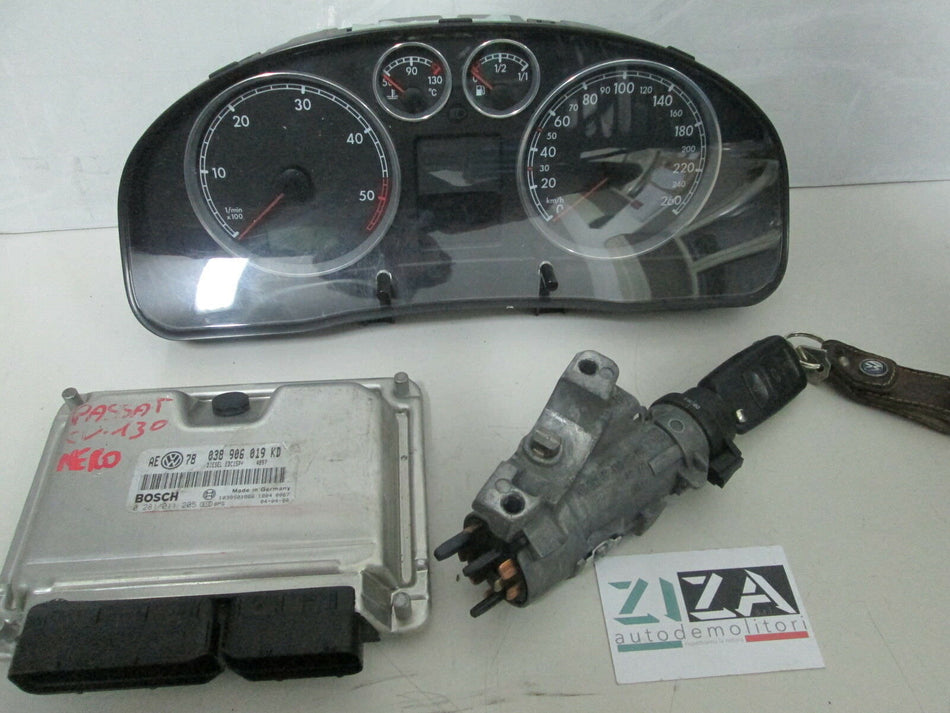 Kit Chiave ECU VW Passat 1.9 130cv 2004 038906019KD 0281011205 Cambio Automatico