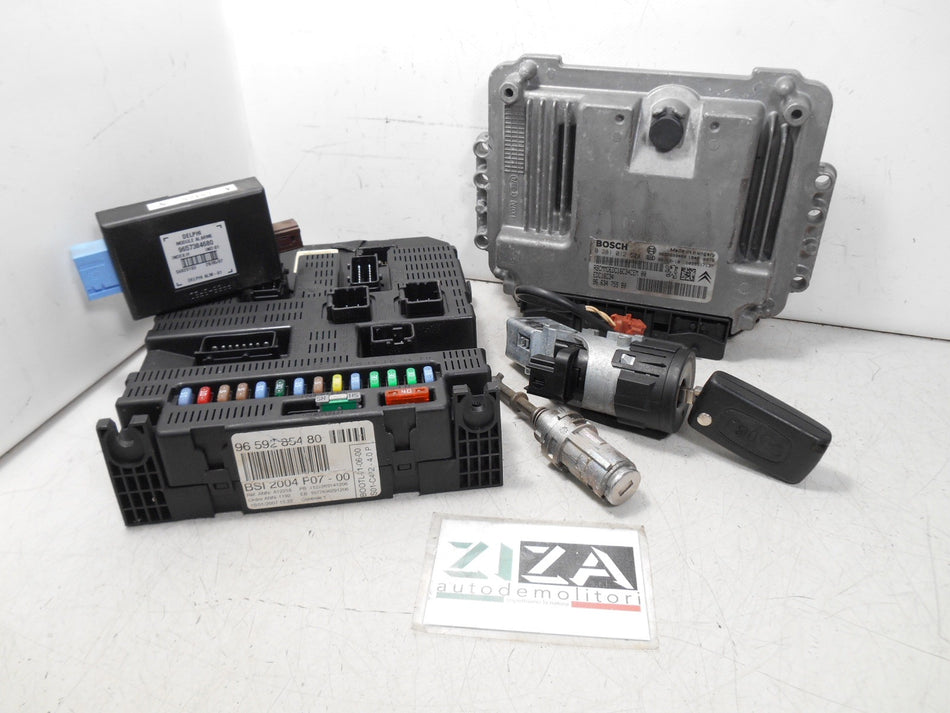 Kit Chiave ECU Citroen C3 Pluriel 1.4 HDI 50kw 68cv 8HZ 2007 9663475580 9659285480