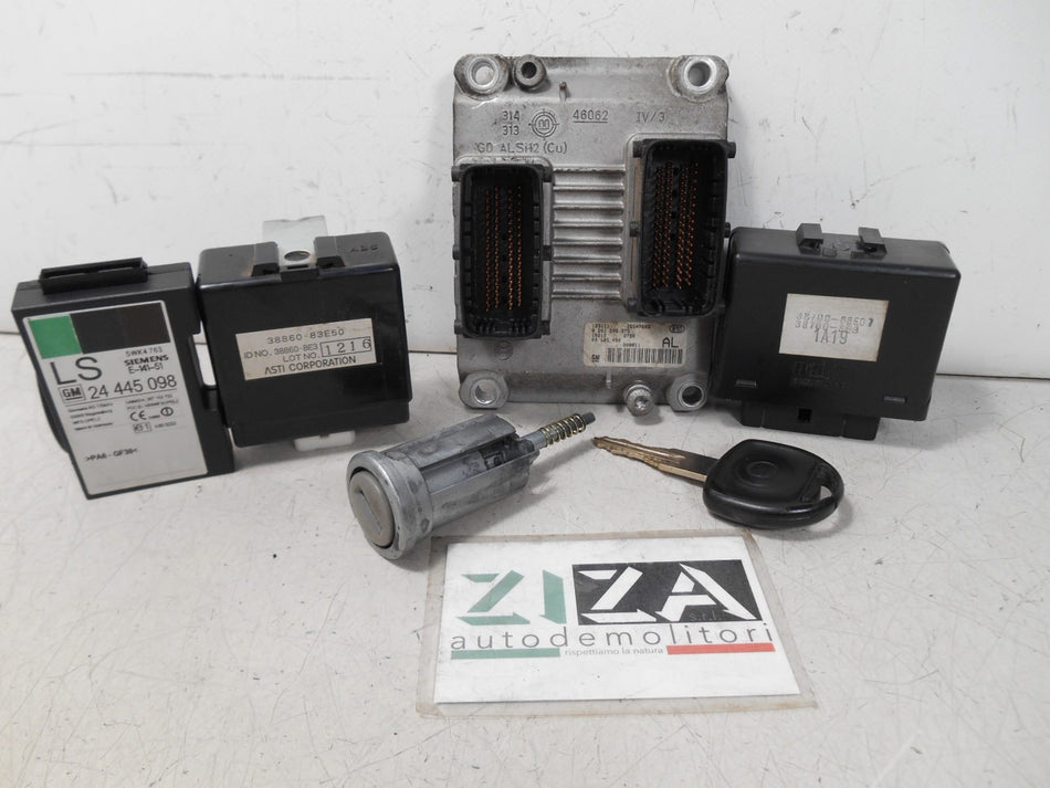 Kit Chiave ECU Opel Agila A 1.2 16V 55kw 75cv Z12XE 2000 09185450 24445098