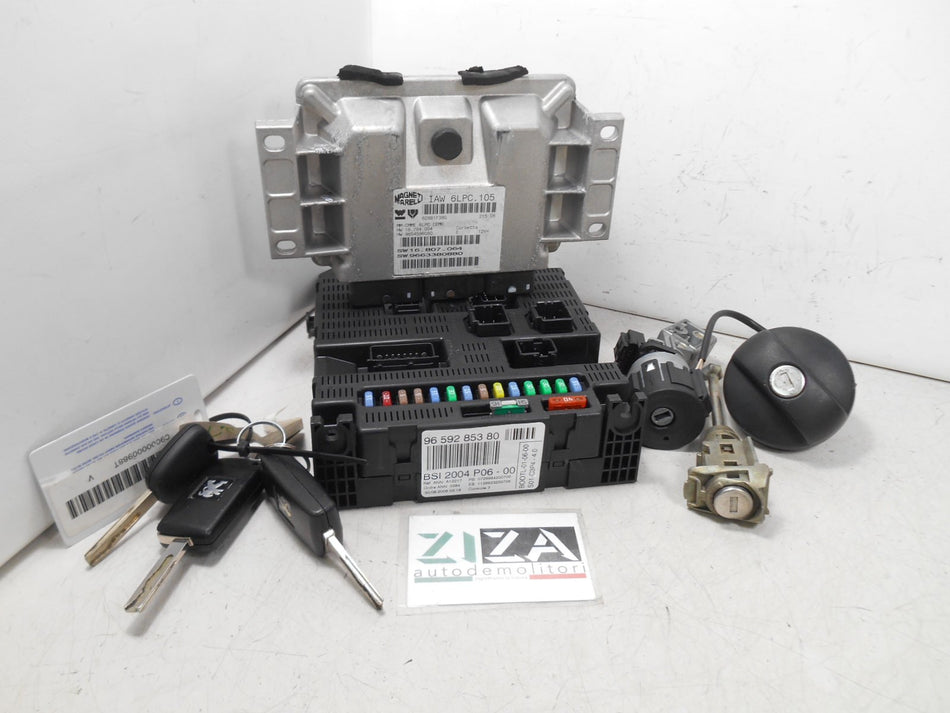 Kit Chiave ECU Peugeot 207 1.4 65kw 88cv KFU 2006 IAW6LPC105 9663380880
