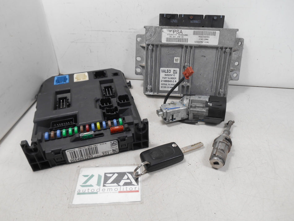 Kit Chiave ECU Citroen C3 I Restyling 1.4 B/Met 54kw KFV 2009 9666149880