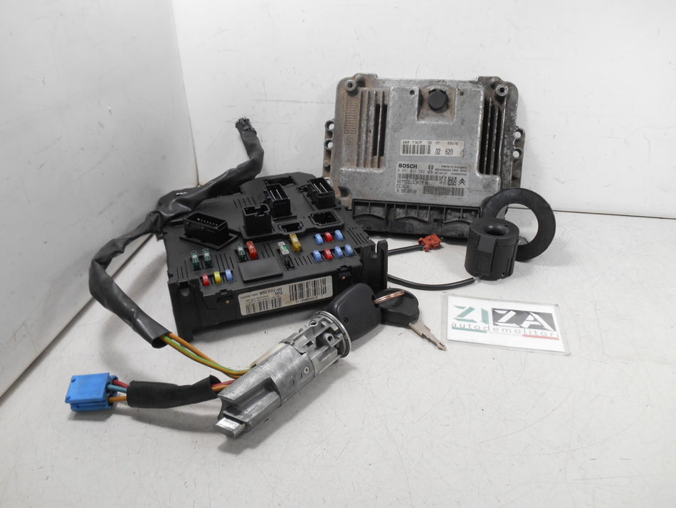 Kit Chiave ECU Peugeot 206 1.4 HDI 50kw 68cv 8HZ 2005 9658556780 9653667680
