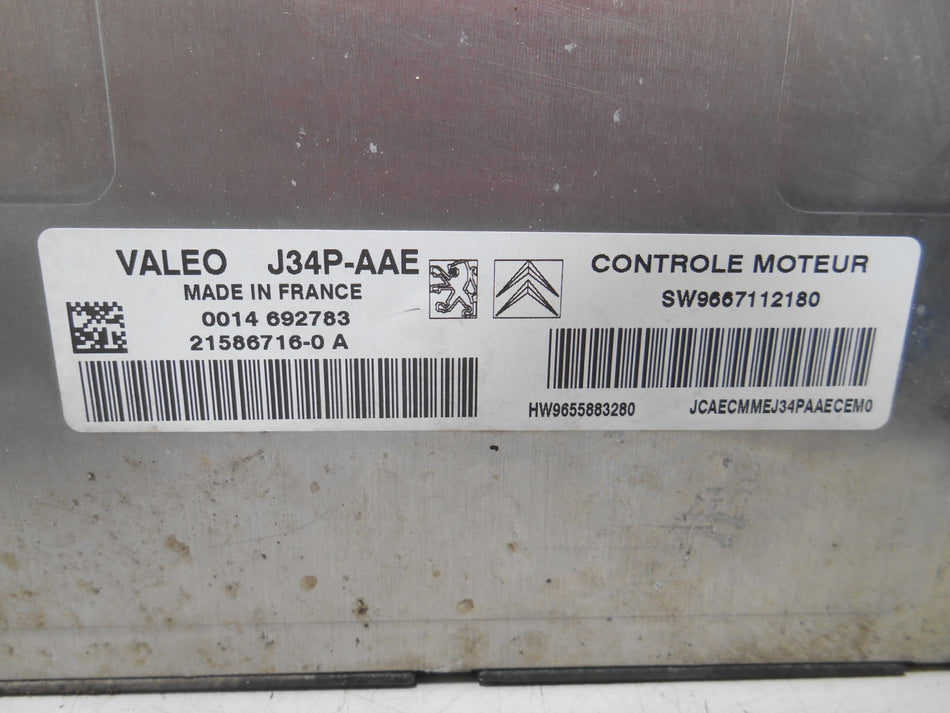 Kit Chiave ECU Peugeot 206+ 1.1 60cv HFX 2010 9667112180 9657999780