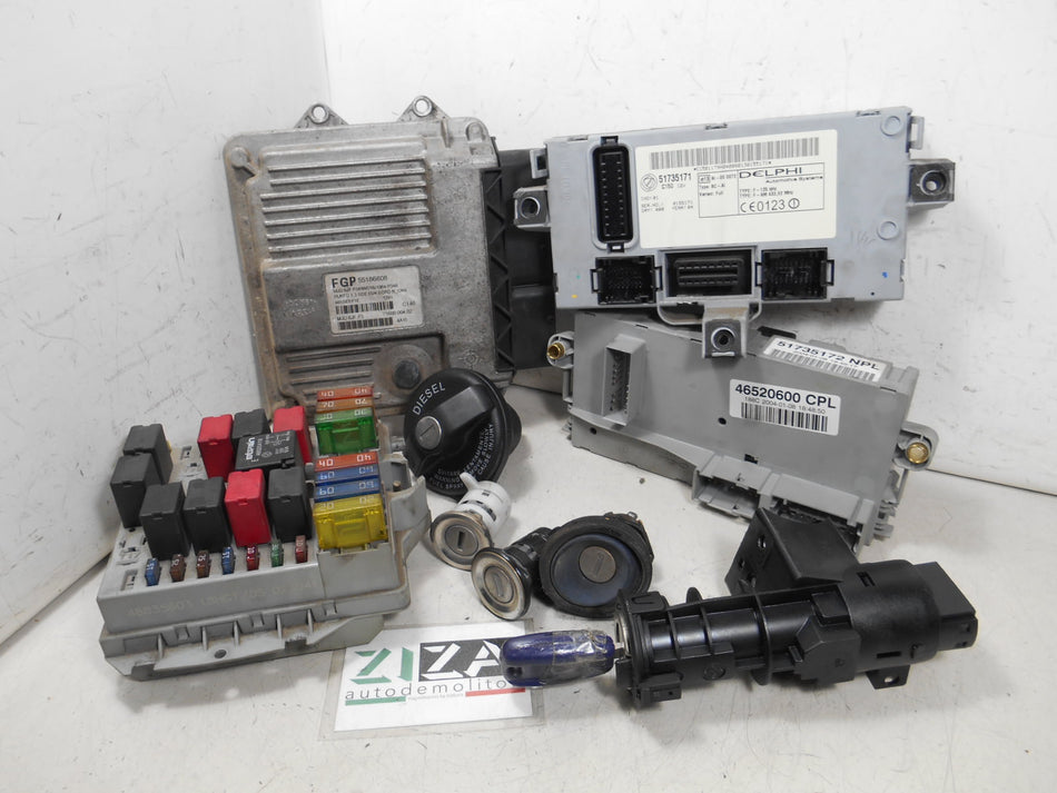 Kit Chiave ECU Fiat Punto 188 1.3 Mjet 51kw 70cv 188A9000 2005 55186608