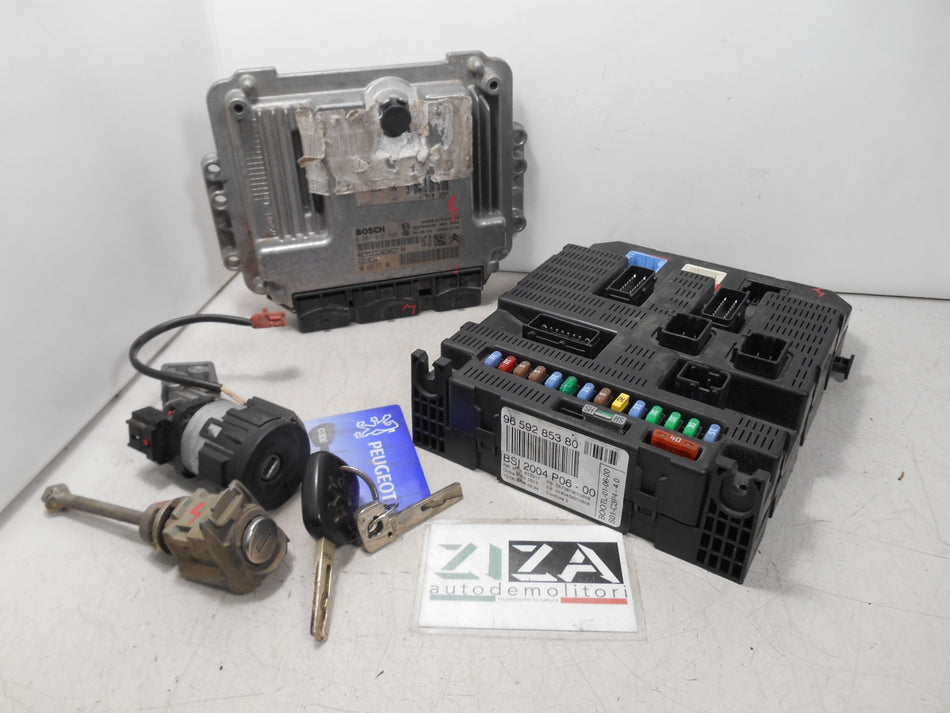 Kit Chiave ECU Peugeot 207 1.4 50kw 68cv 8HZ 2006 9662517180 9659285380