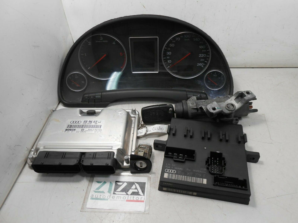 Kit Chiave ECU Audi A4 1.9 TDI AVF 2004 038906019LJ 0281011222 8E0907279F