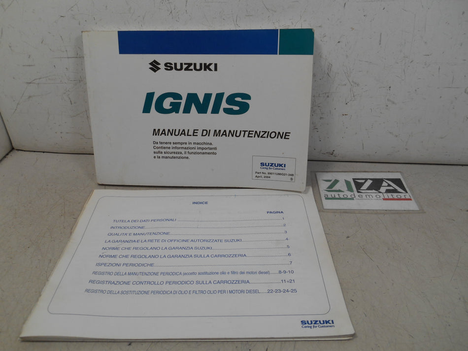 Libretto Manuale Uso Manutenzione Italiano Suzuki Ignis 2005 99011U68L29-34B